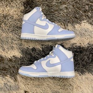 Nike Dunk High Tops in Light Blue and White - Women’s